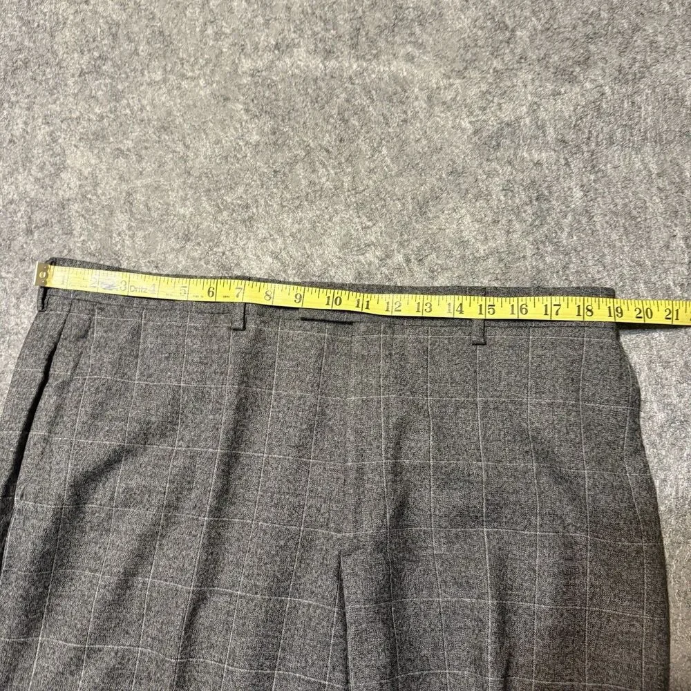 Banana Republic Marzotto Italian Wool 36 x32 Gray Plaid Pants Men's Pleated